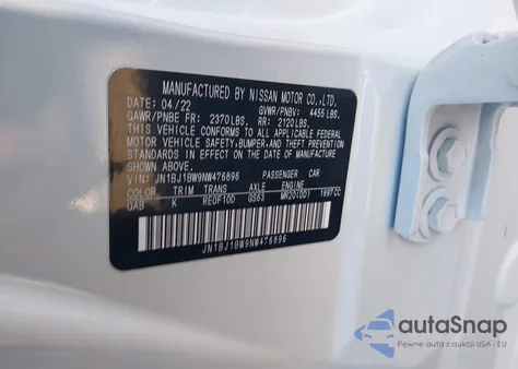 2022 Nissan Rogue Sport Sv Awd Xtronic Cvt from USA, damaged, VIN JN1BJ1BW9NW476896